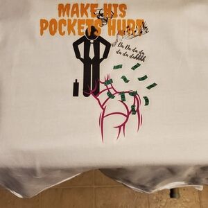 White Graphic Tee with Black and Orange Print